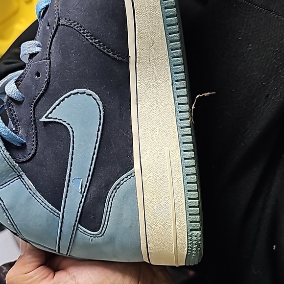 Nike Airforce One Blue Navy Suede High Top Sneakers Size 10 - Picture 10 of 12